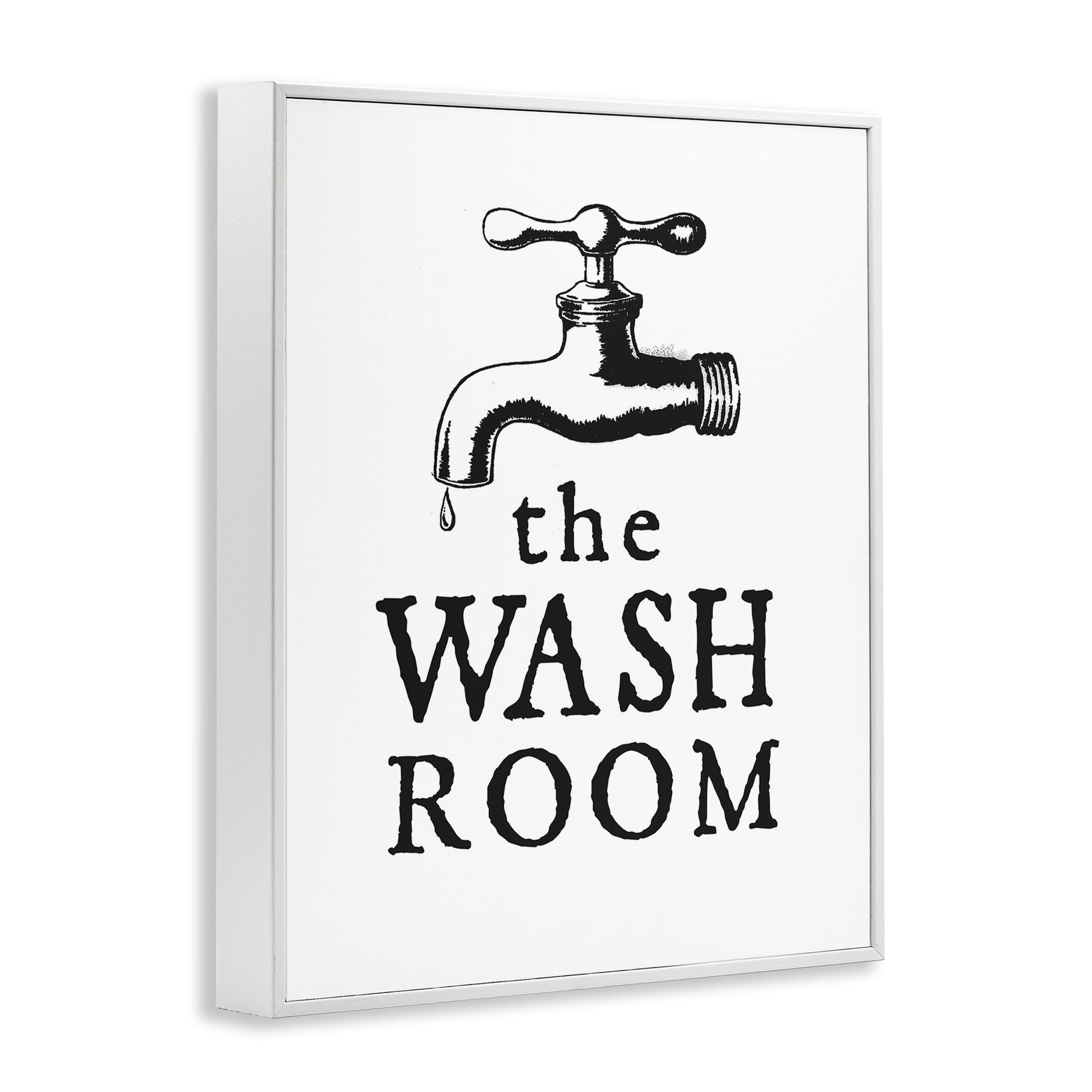 Stupell Industries Vintage Wash Room Typography Painting White Framed Art Print Wall Art, 16 x 20