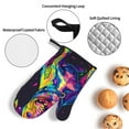 thumbnail image 3 of Haiem Neon Pop Art Pitbull Print Extra Long Oven Mitts and Pot Holders 4pc Sets: Heat Resistant Silicone Oven Mittens with Mini Oven Gloves and Hot Pads Potholders, 3 of 6