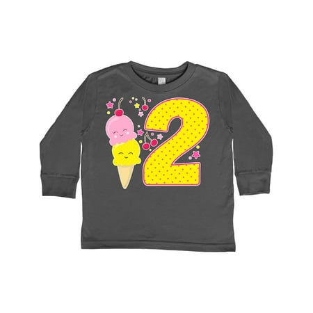 

Inktastic Ice Cream second birthday pink Gift Toddler Boy or Toddler Girl Long Sleeve T-Shirt