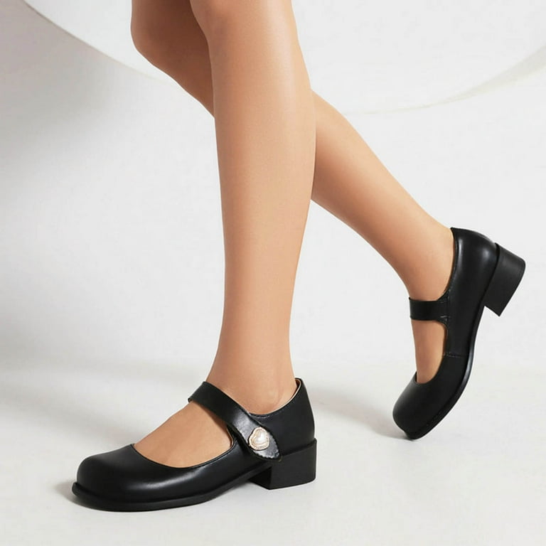 Xysaqa Slip on Work Shoes Women Womens Golf Shoes Women s Summer Casual Round Head Low Heels Solid Color Shoes Shoes for Women Dressy on Clearance