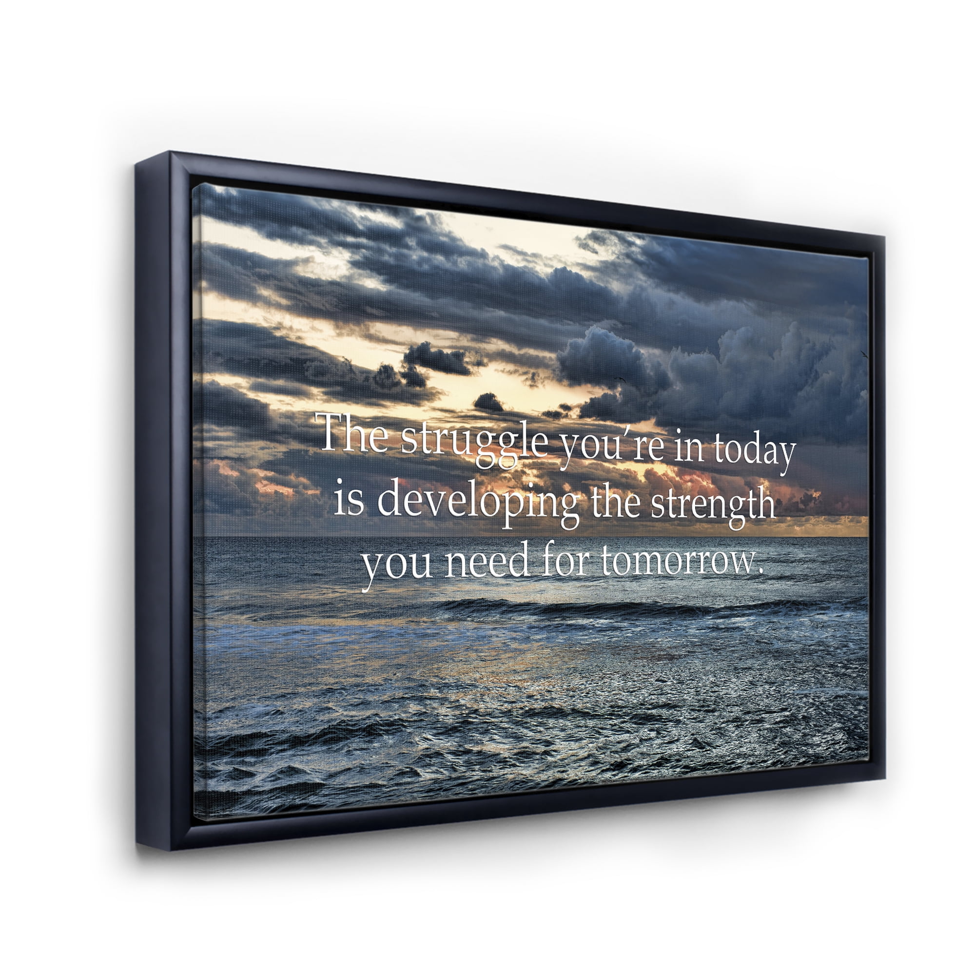 Designart 'Inspirational Quote and Ocean' Nautical & Coastal Framed Canvas Wall Art Print