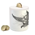thumbnail image 2 of Eye Piggy Bank, All Seeing Eye of Providence Hand Drawn Vintage Style Winged Angel Seraphim Inspired, Ceramic Coin Bank Money Box for Cash Saving, 3.6" X 3.2", Black White, by Ambesonne, 2 of 4