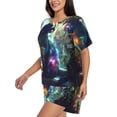 thumbnail image 2 of Picia Cosmic Cat In Window Pajamas Sets for Women Soft Short-Sleeved Pjs with Lounge Shorts Two Piece Sleepwear-X-Large, 2 of 9