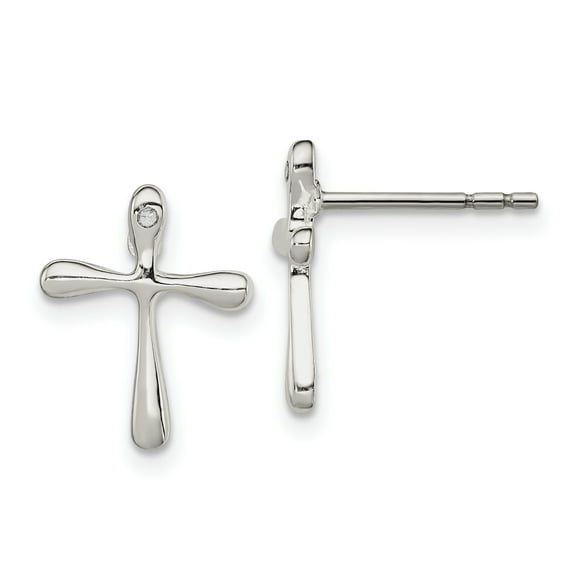 Primal Silver Sterling Silver Diamond Cross Post Earrings