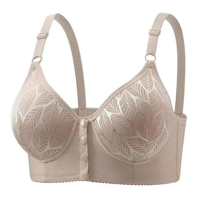 Lovzfmll Bras for Women, Plus Size Front Closure Wireless Bralette Bra, Standard Straps Snap Front Closure Stretchable Side Control Bra