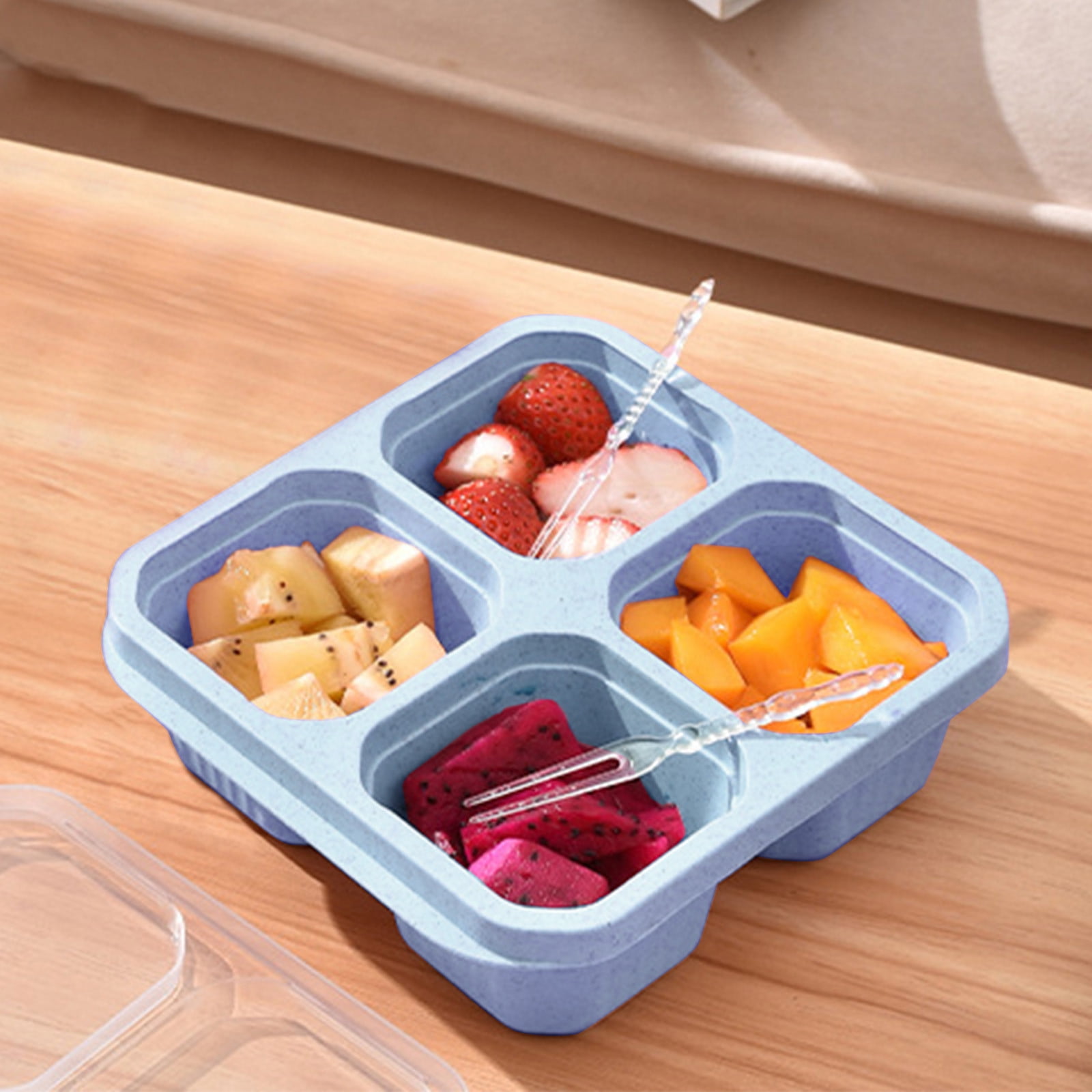 T TRIPLOG Bento Snack Boxes, Reusable 4 Compartments Food Containers for  School, Work and Travel, Stackable Set of 4, Snack Boxes Containers 