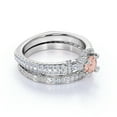 thumbnail image 4 of Elegant 1.75 ct - created Round Pink Champagne created morganite-Edwardian Engagement Ring - Vintage Wedding Set - 18K White Gold, 4 of 4