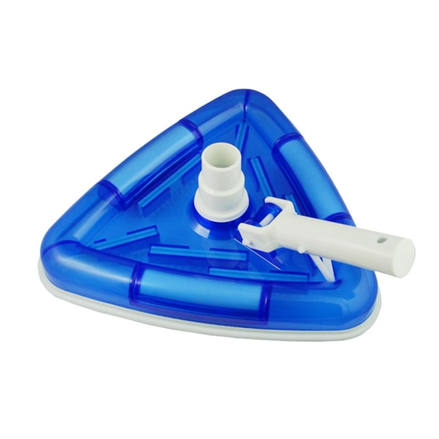Graflsoa KKmoon Blue Triangle Pool Vacuum Head with Transparent Base and Brushes, Model K-1030, 11-Inch Wide for Efficient Pool Cleaning, Fits 1.25-Inch or 1.5-Inch Hoses/Poles