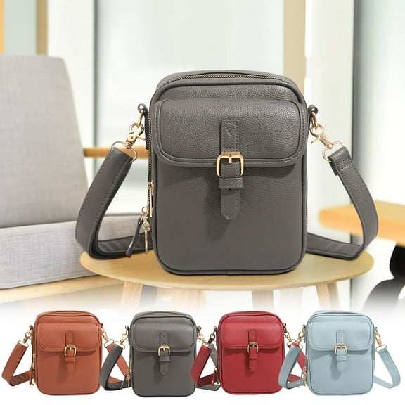 Nkmbld Crossbody Bags for Women, Upgraded Vintage Mini Messenger Bag Leather Small Purse Lightweight Shoulder Bag with Adjustable Strap, Gray