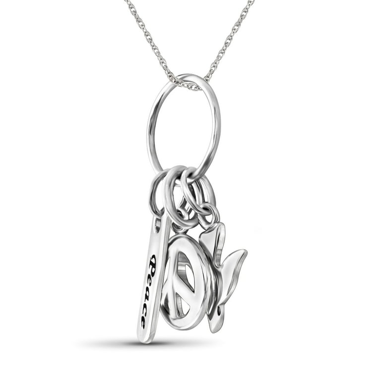 JewelersClub Necklace Sterling Silver Necklace for Women Beautiful Engraved PEACE 0.925 Sterling Silver Necklace Gifts Necklaces for Women