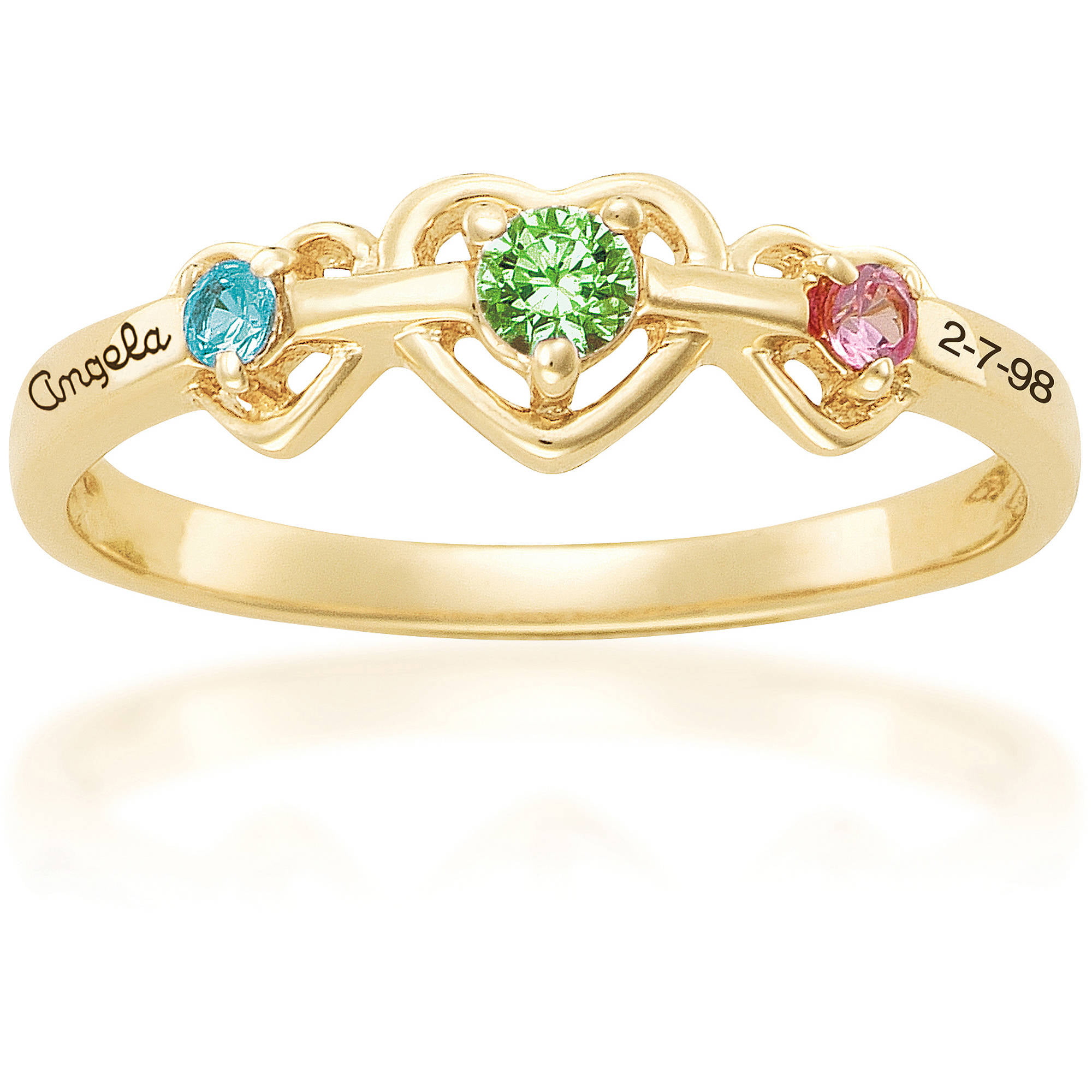 Heart Personalized Engraved Birthstone Rings For Women - CALLIE