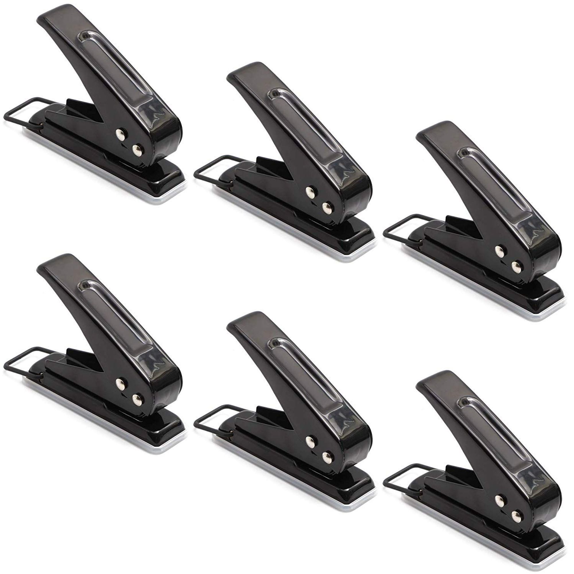 6 Packs Handheld Hole Puncher Single Hole Punch for Binder Paper Chrome