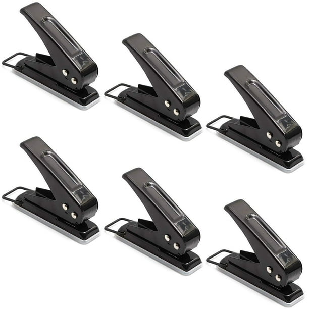 6 Packs Handheld Hole Puncher Single Hole Punch for Binder Paper Chrome Metal, Black Walmart