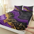 thumbnail image 3 of jejeloiu Purple Gold Black Twin Sheet Sets,Marble Fulid Art Twin Fitted Sheet,Modern Aesthetic Art Flat Sheet For Adults,Ltra Soft Home Decor,3-Piece, 3 of 7