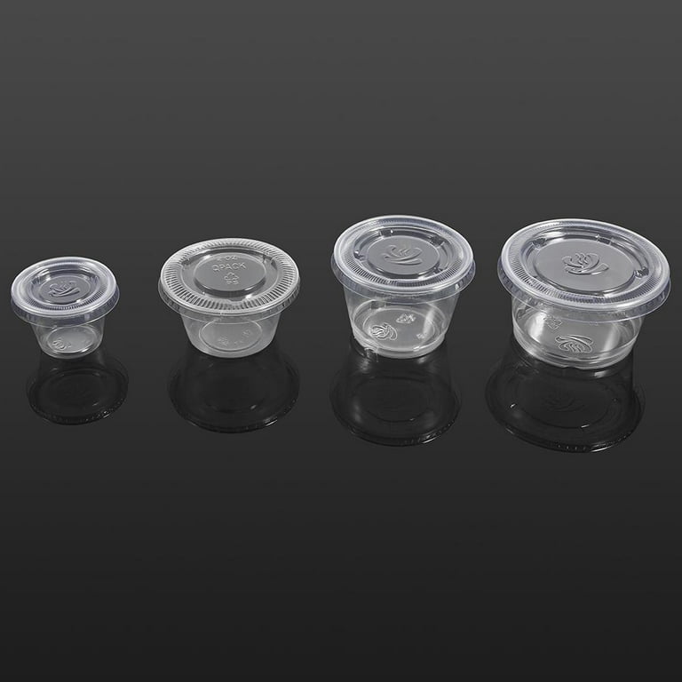 Clear Plastic Reusable Sauce Containers with Lids |  Cups/Pot/Tub/Deli/Takeaway