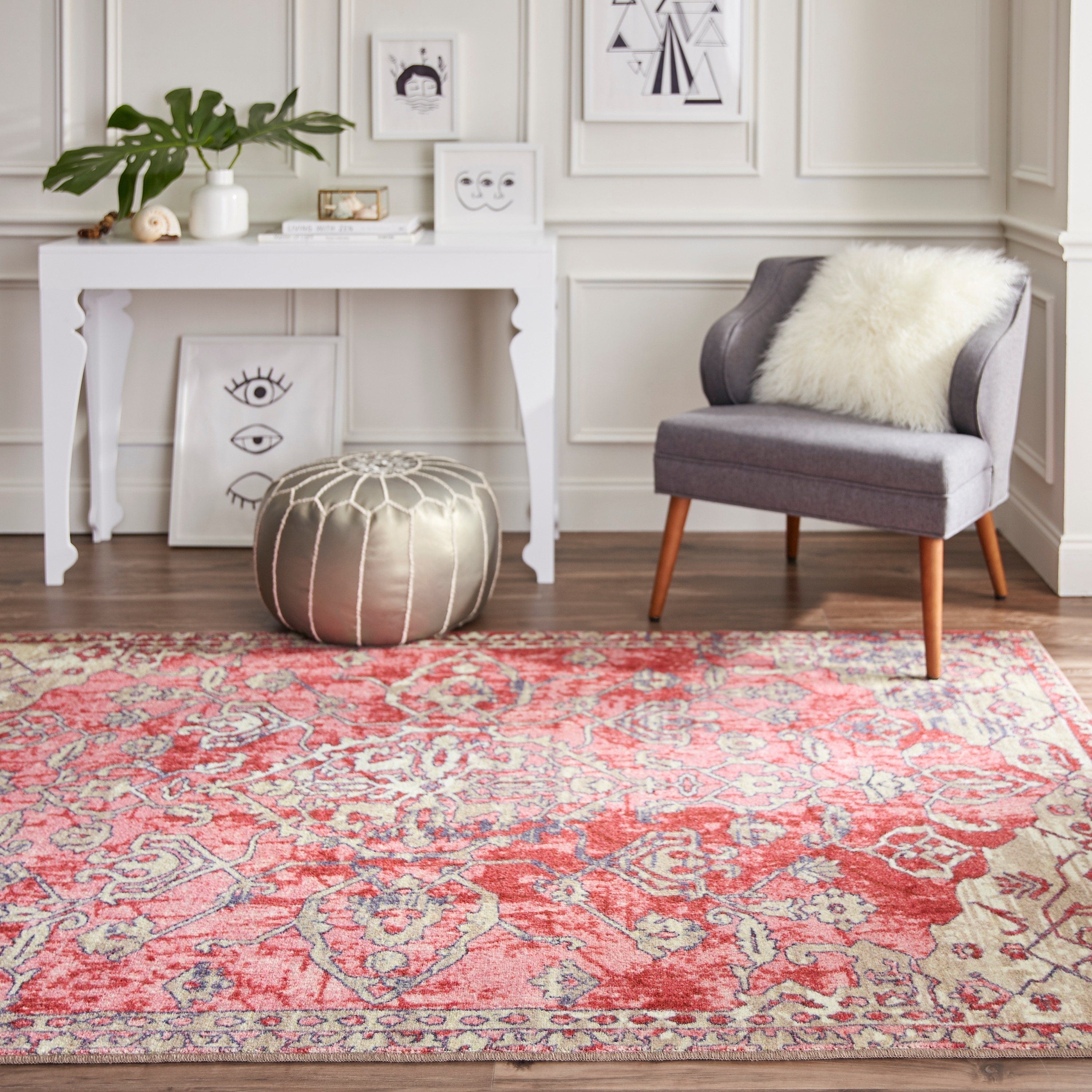 Mohawk Home Prismatic Siena Pink Traditional Floral Under the Canopy