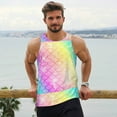 thumbnail image 6 of Lsque Fish Scale Pattern Mens Tank Tops Muscle Athletic Quick Dry Sleeveless Workout Fitness T Shirts Beach Tank Top, Loose-fit Sleeveless Shirt for Men-Medium, 6 of 7