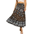 thumbnail image 1 of Faldas florales INSPIRE CHIC para mujer, falda maxi fluida de playa casual con cintura alta elástica en negro, 1 of 5