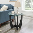 thumbnail image 4 of 23.5 inch round glass coffee table, black round coffee table center table with glass top, small coffee table for living room, office and apartment, 4 of 11