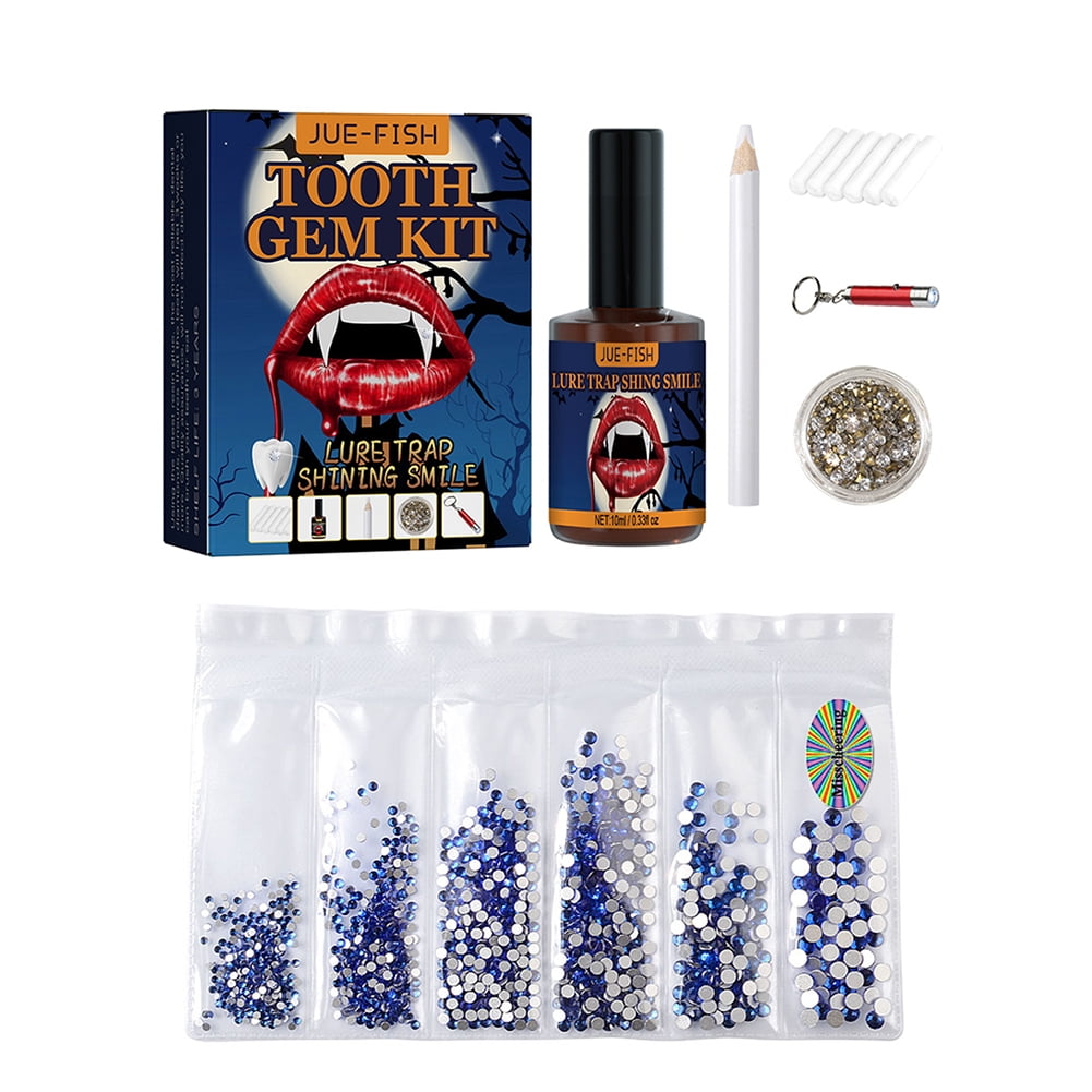 Smrinog 35Pcs Tooth Gem Kit with Curing Light and Glue, 1.5mm3.8mm