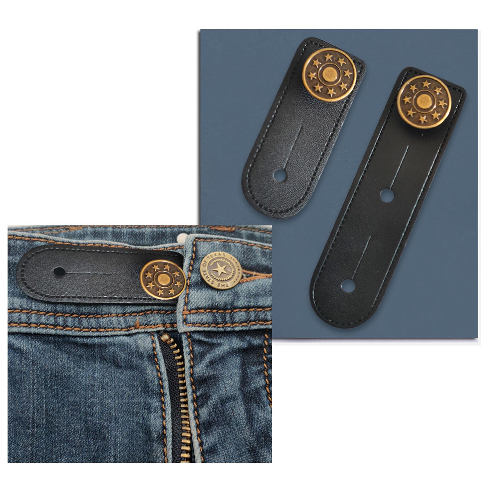 Ceinture à boutons d'extension de pantalons, 4 pièces, pour jeans, colliers, manchettes, boutons rétractables en métal sans couture (16 styles vous pouvez choisir)  15