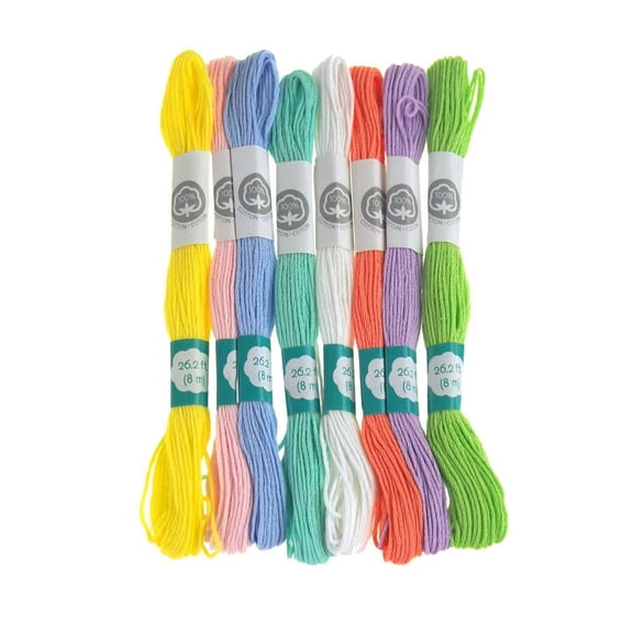 Cotton Embroidery Floss, 8-3/4-Yard, 8-Meter, 26-Feet, 8-Piece, Assorted Pastels