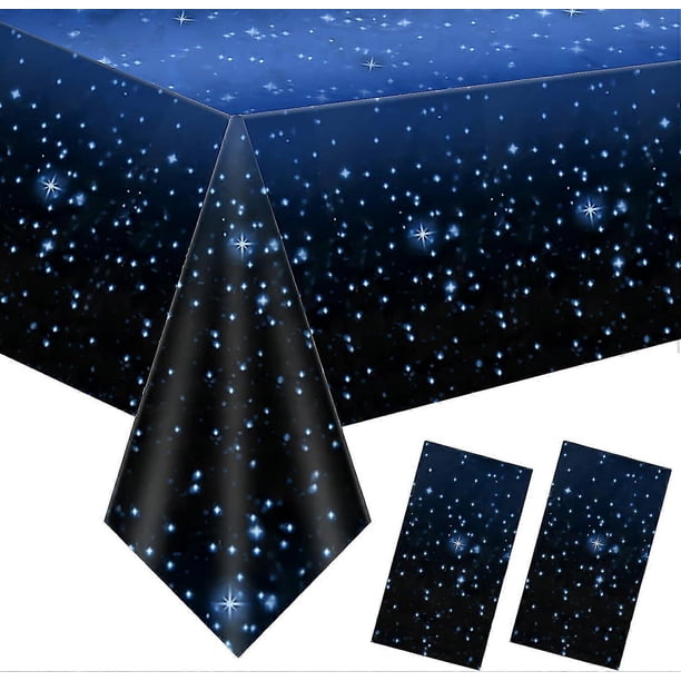 2PCS Starry Sky Tablecloth, 137x274cm Rectangular Tablecloth, Party Tablecloths, Birthday Plastic Waterproof Tablecloth, Romantic Starry Sky Theme Reu