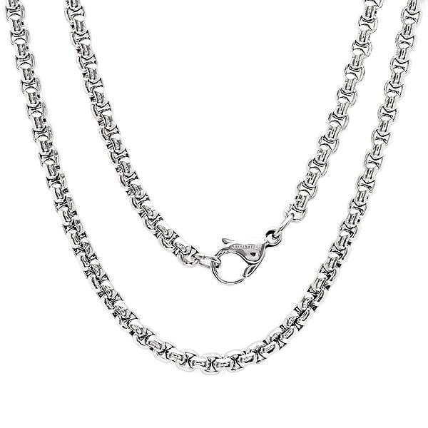 30 Inch Stainless Steel Rolo Box Chain Necklace with Lobster Clasp by