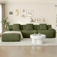 thumbnail image 2 of Muumblus 113" L-Shaped Modular Sectional Sofa, Oversized Corduroy Cloud Couch for Living Room, Green, 2 of 10