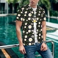 thumbnail image 6 of Zufioo Daisy Print Men's Baseball Short Sleeve, Moisture Wicking Button-Down Hip Hop Tee-Small, 6 of 7
