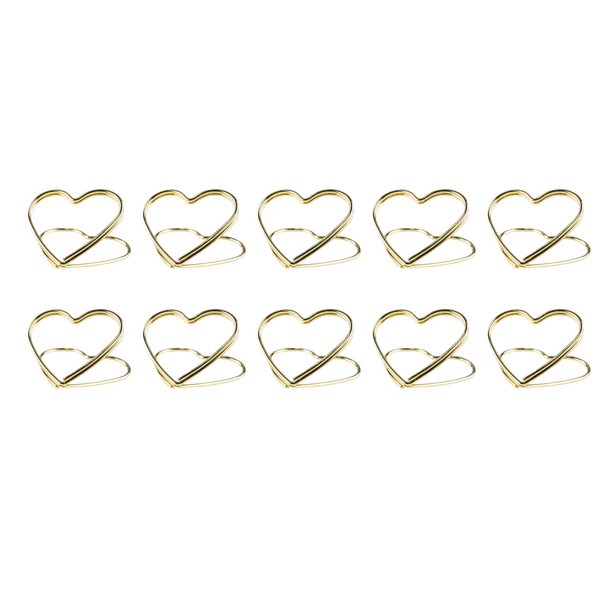 FLhrweasw 10 Soportes para Tarjetas Amor Número Mesa Metal Clip para Fotos Escritorio (dorado)