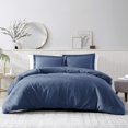 thumbnail image 2 of Brielle Pierce Solid 100% Cotton Soft Waffle Textured Comforter Set, Navy, Full/Queen, 2 of 4