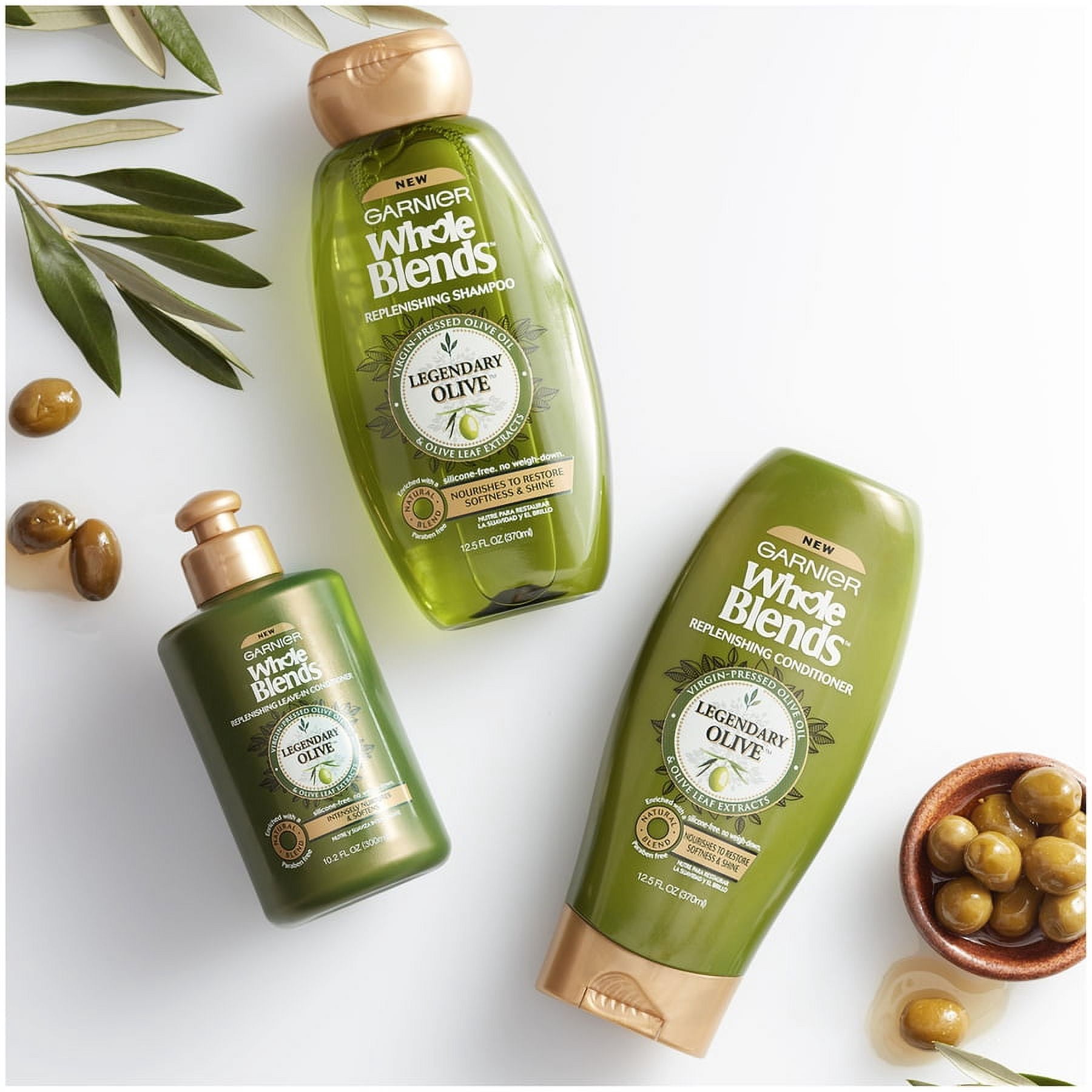 Garnier Whole Blends Replenishing Shampoo with Virgin-Pressed Olive Oil & Olive Leaf Extracts