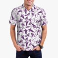 thumbnail image 5 of Yiaed Violets FlowersPrint Men's Short Sleeve Polo Shirt,Golf Polo for Men Three-Button Golf Shirt Athletic Casual Collared T-Shirt- 4X-Large, 5 of 7