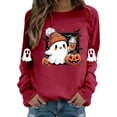 thumbnail image 3 of WEIWEN Halloween Sweaters for Women 2026 Cute Ghost Drinking Coffee Pumpkin Halloween Sweatshirts for Women Long Sleeve Shirts Women's Clothing Fall Outfits Red, S, 3 of 5
