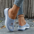 thumbnail image 4 of Dakaela Mules for Women 2026 Summer Woven Slip on Walking Sneakers Flower Embroidery Orthopedic Closed Toe Slides with Arch Support Blue 8.5, 4 of 7