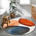 thumbnail image 3 of Small Round Rug 3Ft Washable Non-Slip, Boho Geometric Circle Area Rugs for Living Room Bedroom, Orange Blue Abstract Patterned Gold Stripes Indoor Floor Mats Carpet Runner for Home Decor, 3 of 8