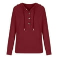 thumbnail image 3 of UPPADA Women Button Down Hoodie Casual Long Sleeves Pullover Tops Fashion Hooded Sweatshirt Soild Loose Fit Hoodies with Pocket Hoodies for Women Graphic Design Red,XXL, 3 of 6