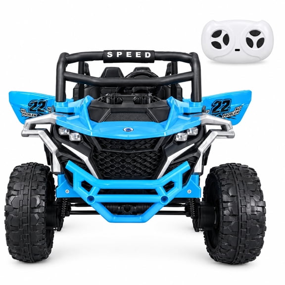 FUPOJH 24V UTV Ride on Car for Kids, 2 Seater with Remote Control, 4WD 800W Motor, Bluetooth, LED Lights, Blue