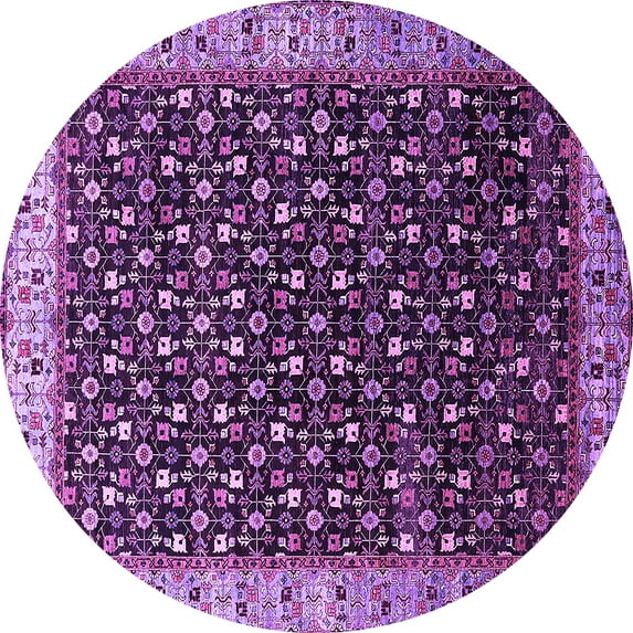 Ahgly Company Indoor Round Oriental Purple Industrial Area Rugs, 4' Round