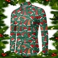 thumbnail image 2 of DHFJKG Men's Christmas Shirts Casual Santa Hats Printed Long Sleeve Turndown Collar Comfortable Blouse Autumn Winter Stylish Tops, 2 of 3