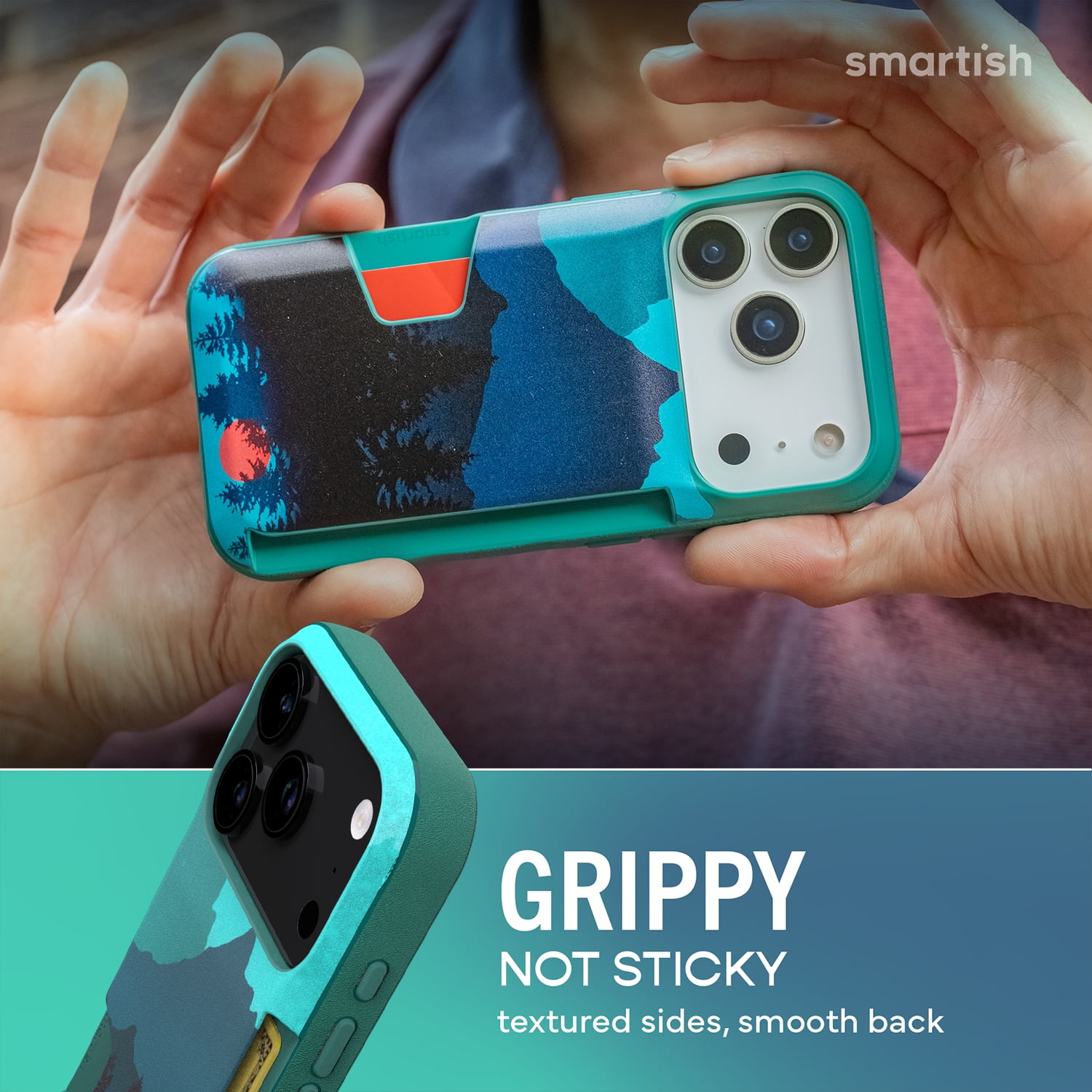 Smartish® iPhone 17 Pro Wallet Case - Wallet Slayer Vol. 1 [Slim + Protective] Credit Card Holder - Drop Tested Flip Hidden Card Slot Cover For Apple iPhone 17 Pro - Moving Mountains