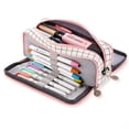 thumbnail image 1 of Estuche grande para lápices de gran capacidad, 3 compartimentos, bolsa de lona para lápices para adolescentes, niños, niñas y estudiantes de la escuela, 1 of 7