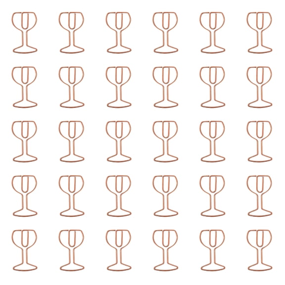 30Pcs Wine Glass Shape Paper Clip Metal Paper Clamp Bookmarks Clips For Holding Photo Envelopes File Document Postcard