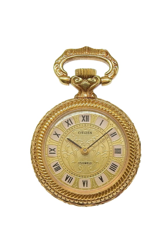 Pre-Owned Citizen pocket watch, gold plated, hand-wound, analog display, dial, unisex.