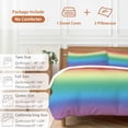 thumbnail image 6 of 3 Piece Rainbow Colors Ombre Cream Duvet Cover Set Twin Size,Microfiber Comforter/Quilt Cover with Corner Ties and 2 Pillowcases,Modern Abstract Art Aesthetics All Season Bedding with Zipper Closure, 6 of 8