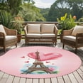thumbnail image 5 of Valentine's Day Washable Round Area Rug 8 ft, Romantic Paris Tower Love Pink, Soft Non Slip Rugs Stain Repellent Indoor Felt Carpet for Living Dining Room Bedroom Home Office, 5 of 9