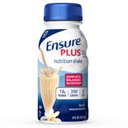 Ensure Plus Nutrition Shake with 13 grams of high-quality protein, Meal Replacement Shakes, Vanilla, 8 fl oz