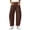 64Brown350, variant on WERYOUNG Women Elastic Waist Barrel Leg Pants Cropped Solid Color Soft Knit Side Pockets Casual Trousers Streetwear Loungewear Daily Pants Comfortable Bottom L