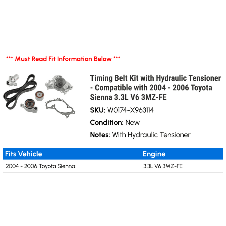 Timing Belt Kit with Hydraulic Tensioner Compatible with 2004